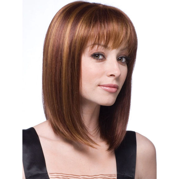 Women Medium Long Style Straight Hair Headgear(Light Gold)