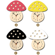 Kindergarten Cartoon Mute Wall Clock Creative Children Colorful Mushroom Decorative Clock(Black)