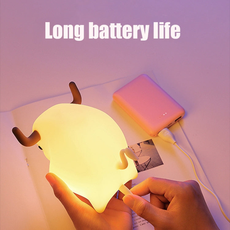 BD-NL-11 Cow Silicone Lamp USB Dimming Night Light Children Bedside Timing Sleeping Light(Yellow Light)