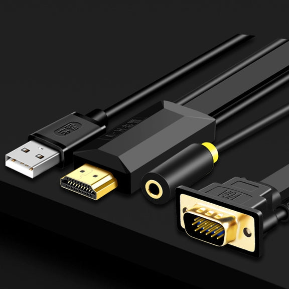 1m JH HV10 1080P HDMI to VGA Cable Projector TV Box Computer Notebook Industrial Display Adapter Cable