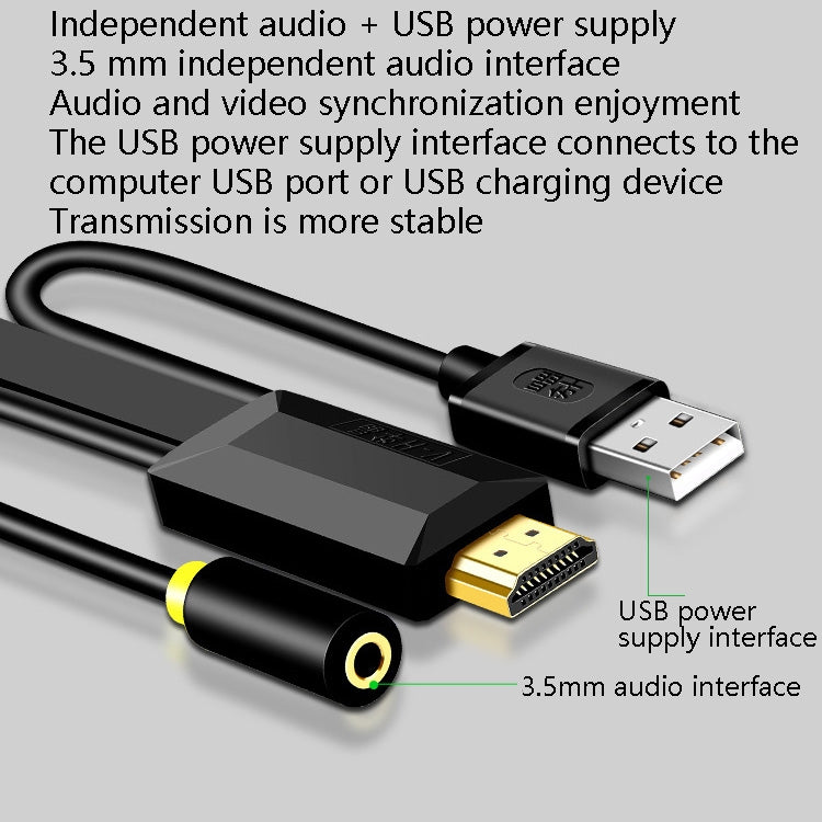 2m JH HV10 1080P HDMI to VGA Cable Projector TV Box Computer Notebook Industrial Display Adapter Cable