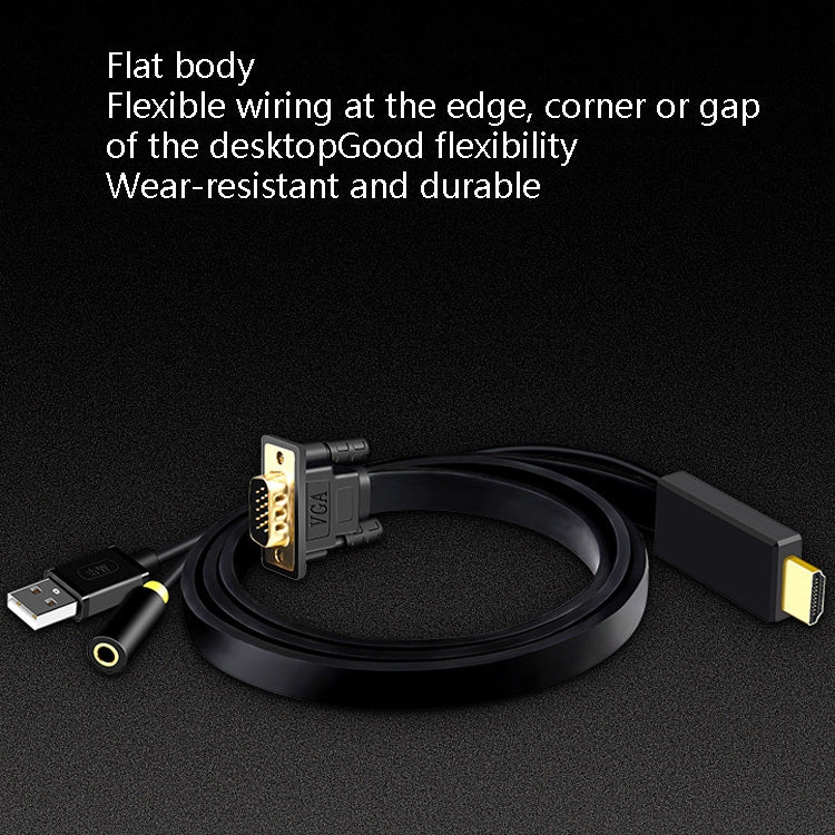 5m JH HV10 1080P HDMI to VGA Cable Projector TV Box Computer Notebook Industrial Display Adapter Cable