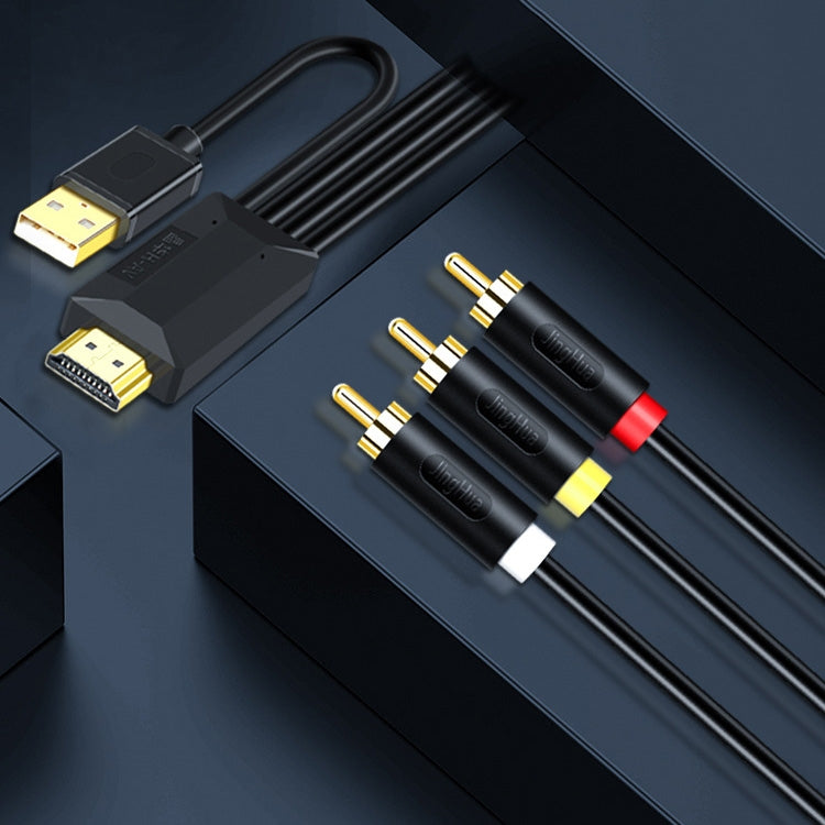 2m JingHua HDMI-3RCA HDMI To 3RCA Conversion Cable Set-Top TV Projector AV Lotus Converter Cable
