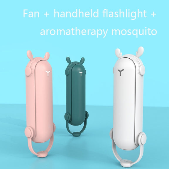 DS208 Folding Multifunctional USB Flashlight Fan Portable Aromatherapy Mosquito Repellent Mini Handheld Fan(Pink)
