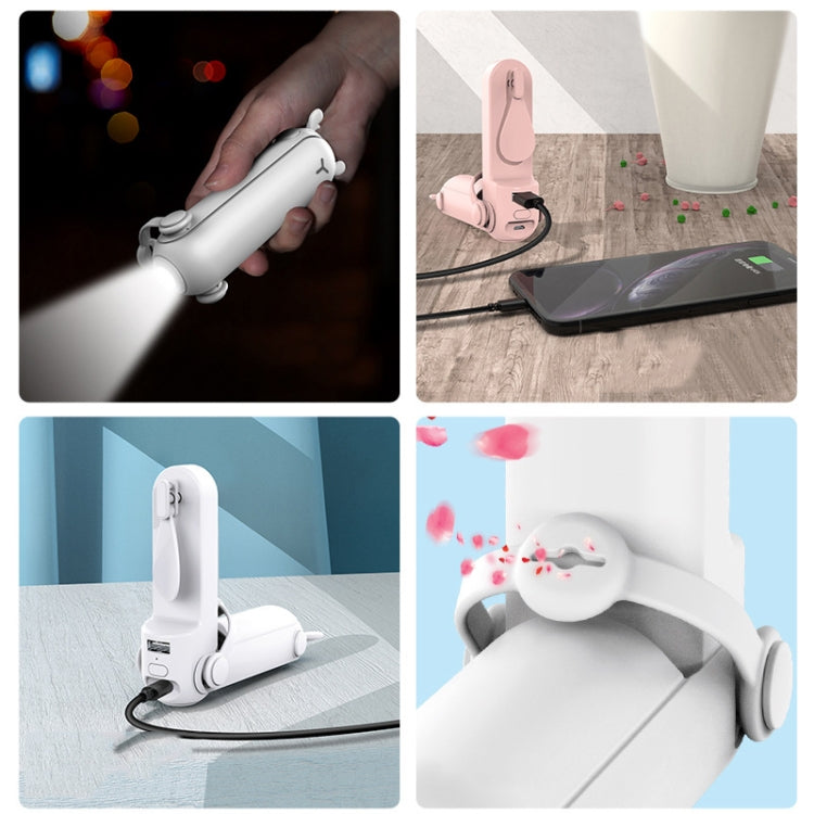 DS208 Folding Multifunctional USB Flashlight Fan Portable Aromatherapy Mosquito Repellent Mini Handheld Fan(Pink)