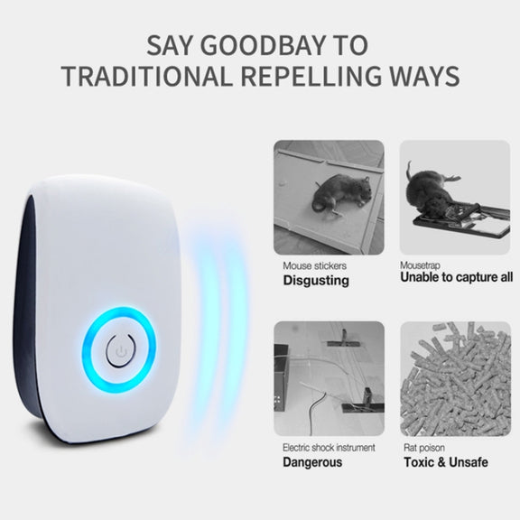 H12 2 PCS Ultrasonic Electronic Mouse Repeller Household Mini Mosquito Repeller, Product specification: US Plug(White)
