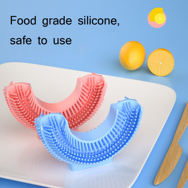 Silicone U-Shaped Replaceable Brush Head 2-8 Years Old Oral Electric Toothbrush Head(Pink)
