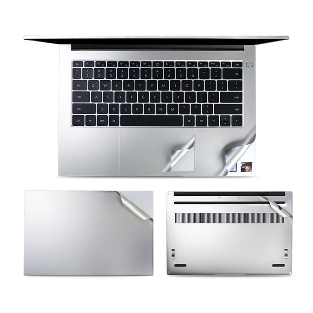 JRC 4 In 1 0.2mm Metal Texture Upper Cover Film + Bottom Cover Film + Full-Support Film + Touchpad Film Laptop Body Protective Film Sticker Set For Huawei Matebook D 14 inch (Silver)