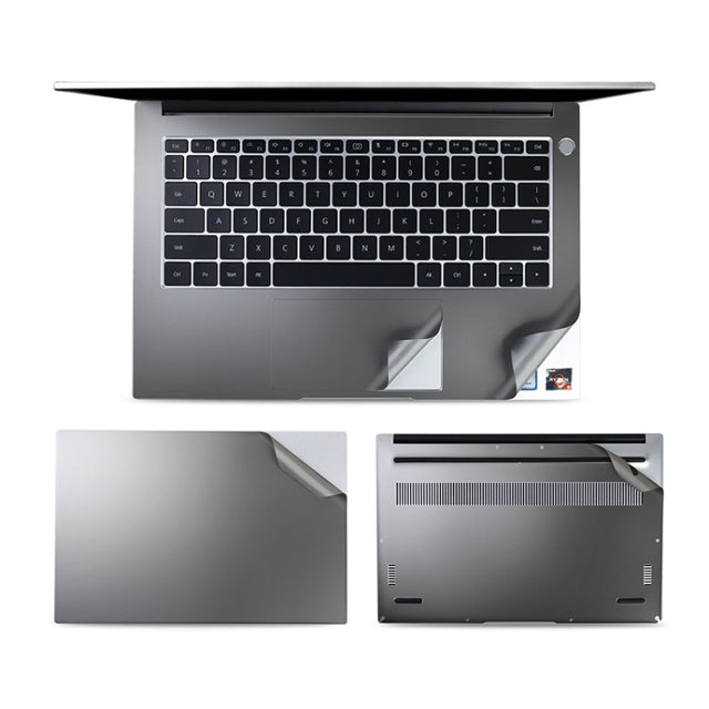 JRC 4 In 1 0.2mm Metal Texture Upper Cover Film + Bottom Cover Film + Full-Support Film + Touchpad Film Laptop Body Protective Film Sticker Set For Huawei Matebook D 14 inch (Gray)