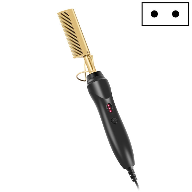 Multifunctional Comb Dry And Wet Dual-Use Curly Hair Straightening Stick Electric Perm Comb EU Plug(Golden)
