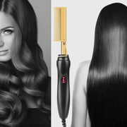 Multifunctional Comb Dry And Wet Dual-Use Curly Hair Straightening Stick Electric Perm Comb EU Plug(Black)