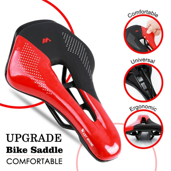 WEST BIKING Cycling Seat Hollow Breathable Comfortable Saddle Riding Equipment(White)