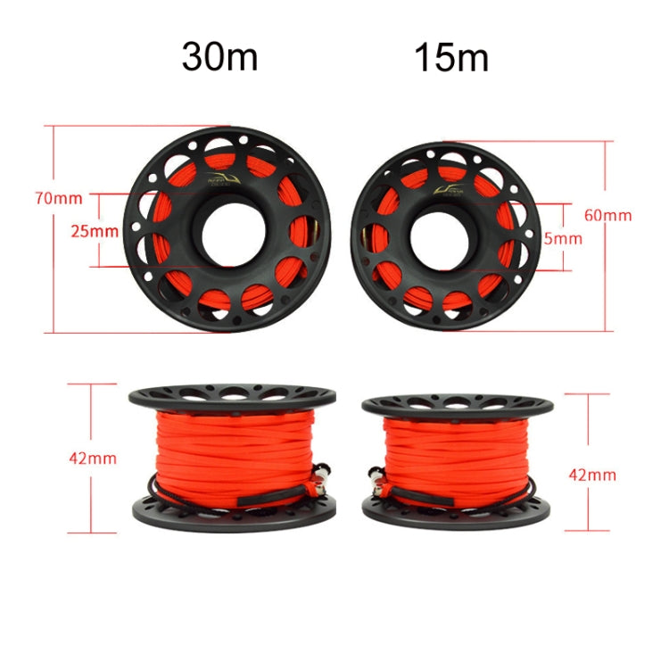 KEEP DIVING Aviation Sluminum Reel Double Hook Diving Buoy Rope Release Device, Color: 30m Black