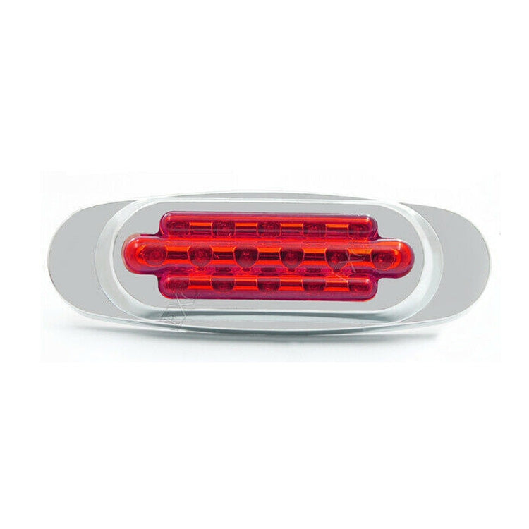 12-24V 16 LEDs Electroplating Side Lights Side Tail Lights Cargo Truck Modification Light, Colour: Red (2 Lines Always Bright)