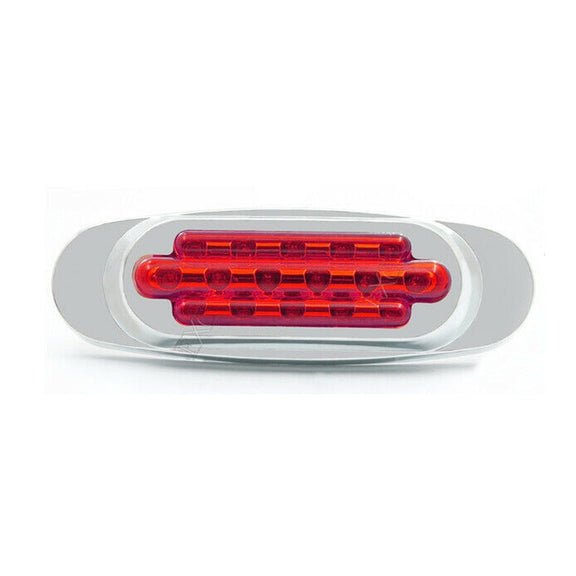12-24V 16 LEDs Electroplating Side Lights Side Tail Lights Cargo Truck Modification Light, Colour: Red (2 Lines Always Bright)