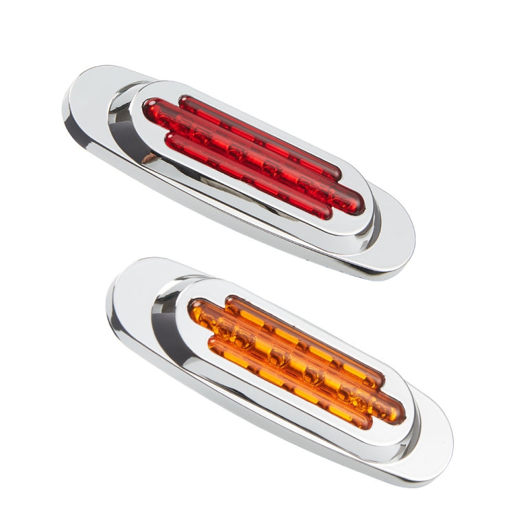 12-24V 16 LEDs Electroplating Side Lights Side Tail Lights Cargo Truck Modification Light, Colour: Red (2 Lines Always Bright)