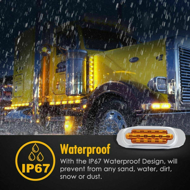12-24V 16 LEDs Electroplating Side Lights Side Tail Lights Cargo Truck Modification Light, Colour: Red (2 Lines Always Bright)