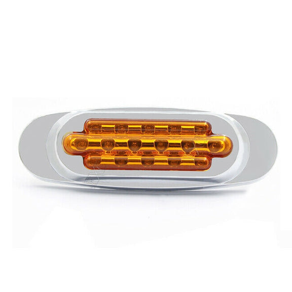 12-24V 16 LEDs Electroplating Side Lights Side Tail Lights Cargo Truck Modification Light, Colour: Yellow (High and Low Light 3 Lines)