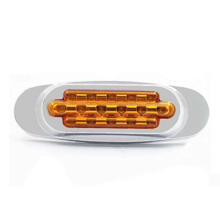 12-24V 16 LEDs Electroplating Side Lights Side Tail Lights Cargo Truck Modification Light, Colour: Yellow (High and Low Light 3 Lines)