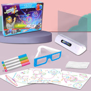 3D Fluorescent Drawing Board Magic Luminous Three-Dimensional Writing Board Graffiti Board Lighting Puzzle Children Drawing Board,Style: Medium  Drawing Board (Space Version)