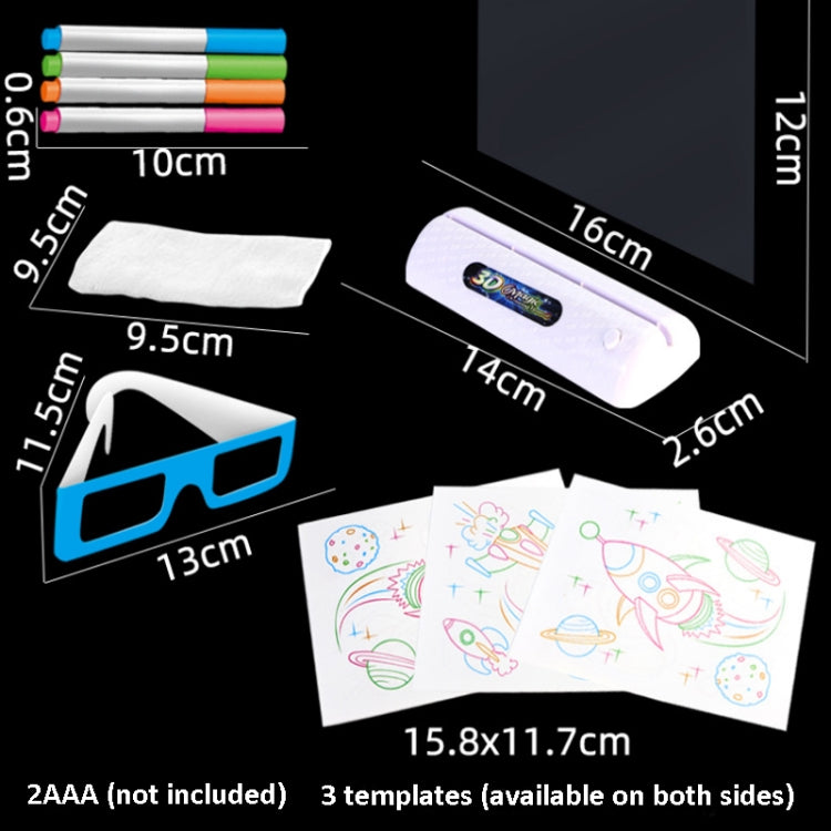 3D Fluorescent Drawing Board Magic Luminous Three-Dimensional Writing Board Graffiti Board Lighting Puzzle Children Drawing Board,Style: Medium  Drawing Board (Space Version)