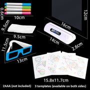 3D Fluorescent Drawing Board Magic Luminous Three-Dimensional Writing Board Graffiti Board Lighting Puzzle Children Drawing Board,Style: Medium  Drawing Board (Space Version)