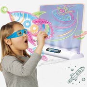 3D Fluorescent Drawing Board Magic Luminous Three-Dimensional Writing Board Graffiti Board Lighting Puzzle Children Drawing Board,Style: Medium Drawing Board (Dinosaur Version)