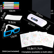 3D Fluorescent Drawing Board Magic Luminous Three-Dimensional Writing Board Graffiti Board Lighting Puzzle Children Drawing Board,Style: Large Drawing Board (Dinosaur Version)