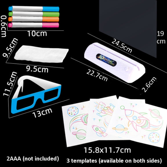 3D Fluorescent Drawing Board Magic Luminous Three-Dimensional Writing Board Graffiti Board Lighting Puzzle Children Drawing Board,Style: Large Drawing Board (Dinosaur Version)