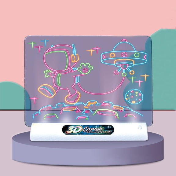 3D Fluorescent Drawing Board Magic Luminous Three-Dimensional Writing Board Graffiti Board Lighting Puzzle Children Drawing Board,Style: Large Drawing Board (Dinosaur Version)