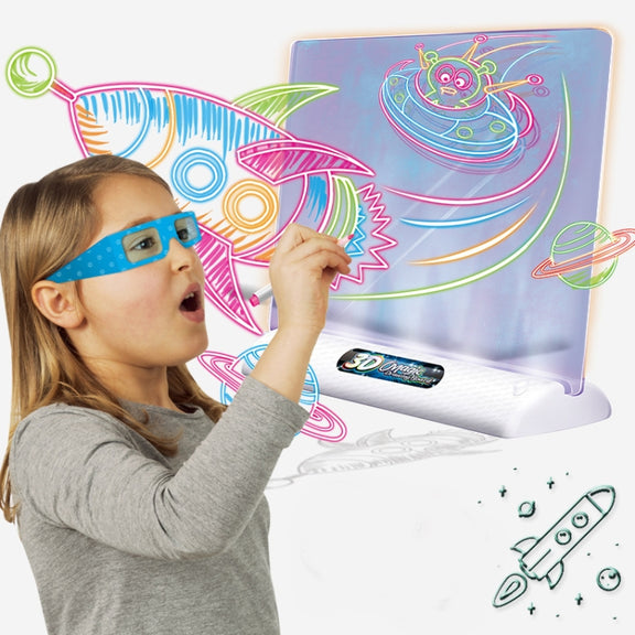 3D Fluorescent Drawing Board Magic Luminous Three-Dimensional Writing Board Graffiti Board Lighting Puzzle Children Drawing Board,Style: Large Drawing Board (Dinosaur Version)