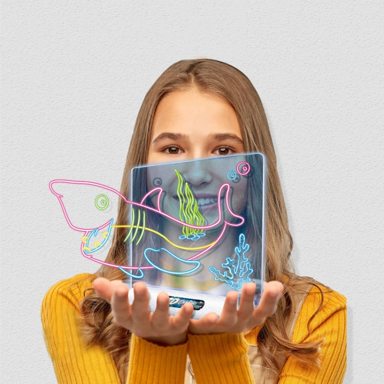 3D Fluorescent Drawing Board Magic Luminous Three-Dimensional Writing Board Graffiti Board Lighting Puzzle Children Drawing Board,Style: Large Drawing Board (Dinosaur Version)