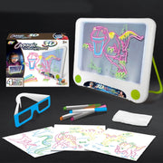 3D Fluorescent Drawing Board Magic Luminous Three-Dimensional Writing Board Graffiti Board Lighting Puzzle Children Drawing Board,Style: Drawing Screen (Dinosaur Version)