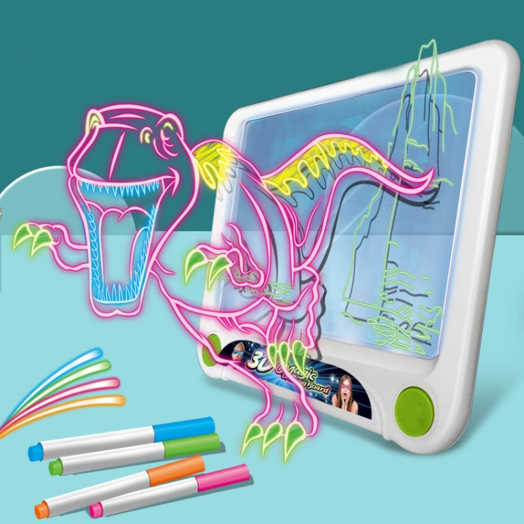 3D Fluorescent Drawing Board Magic Luminous Three-Dimensional Writing Board Graffiti Board Lighting Puzzle Children Drawing Board,Style: Drawing Screen (Dinosaur Version)
