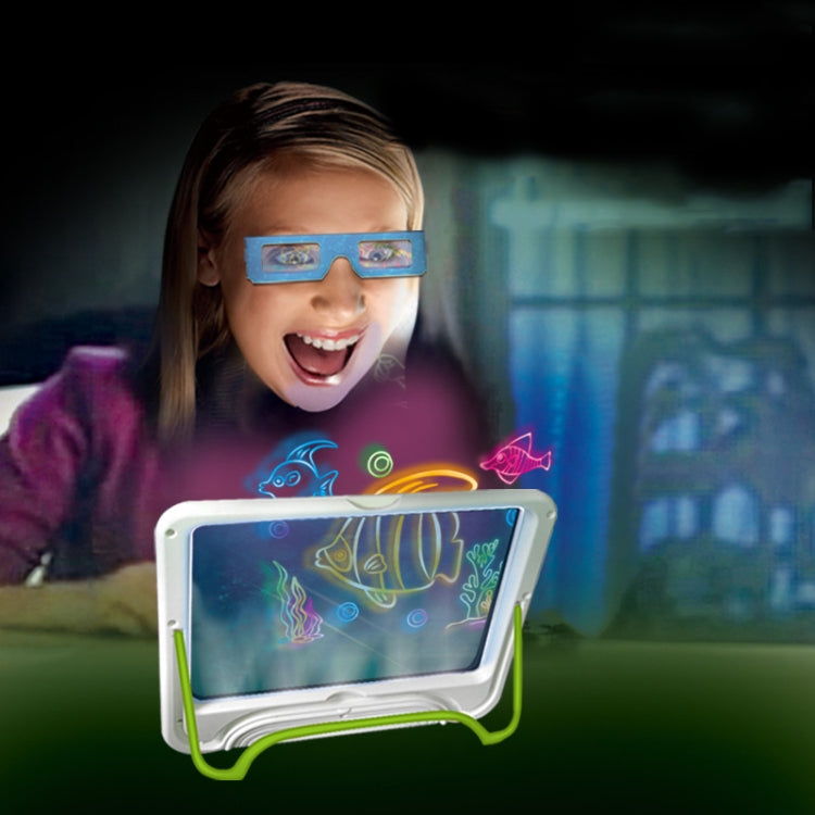 3D Fluorescent Drawing Board Magic Luminous Three-Dimensional Writing Board Graffiti Board Lighting Puzzle Children Drawing Board,Style: Drawing Screen (Dinosaur Version)
