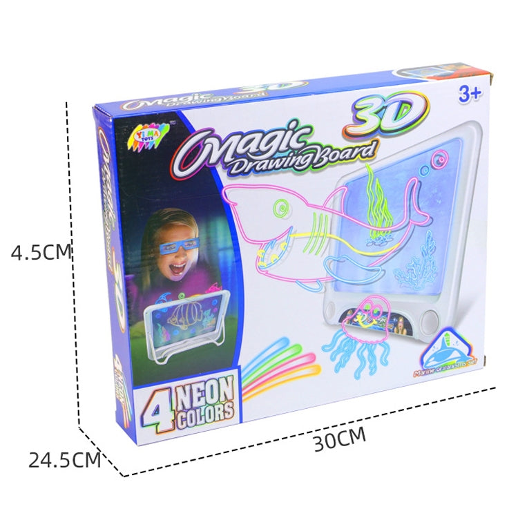 3D Fluorescent Drawing Board Magic Luminous Three-Dimensional Writing Board Graffiti Board Lighting Puzzle Children Drawing Board,Style: Drawing Screen (Dinosaur Version)