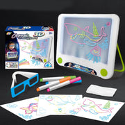 3D Fluorescent Drawing Board Magic Luminous Three-Dimensional Writing Board Graffiti Board Lighting Puzzle Children Drawing Board,Style:  Drawing Screen (Ocean Version)
