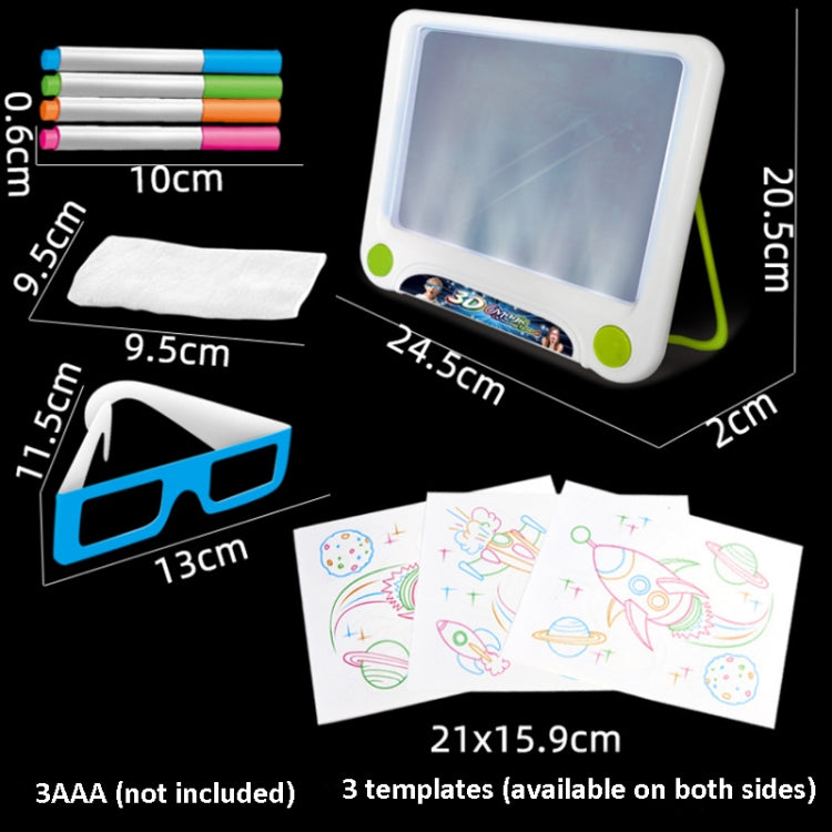3D Fluorescent Drawing Board Magic Luminous Three-Dimensional Writing Board Graffiti Board Lighting Puzzle Children Drawing Board,Style:  Drawing Screen (Ocean Version)