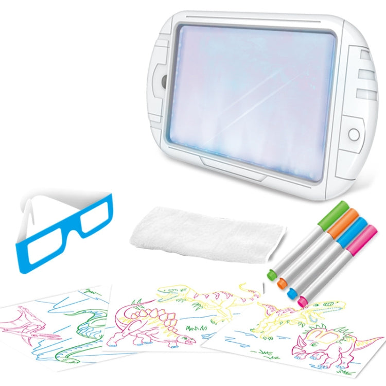 3D Fluorescent Drawing Board Magic Luminous Three-Dimensional Writing Board Graffiti Board Lighting Puzzle Children Drawing Board,Style: YM163(Dinosaur Version)