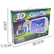 3D Fluorescent Drawing Board Magic Luminous Three-Dimensional Writing Board Graffiti Board Lighting Puzzle Children Drawing Board,Style: YM163(Dinosaur Version)