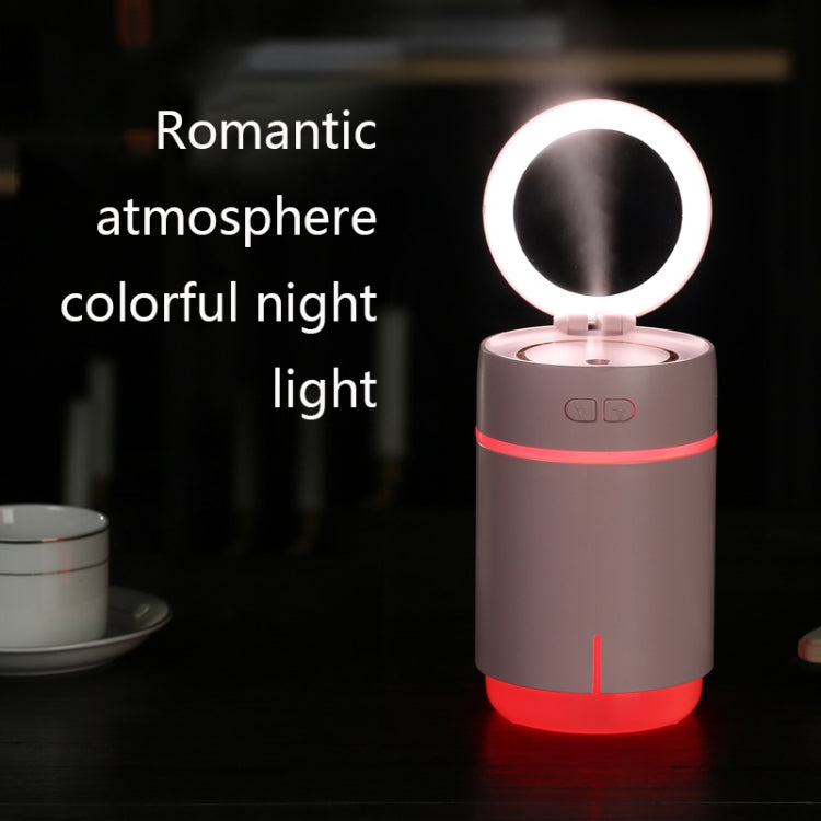K005 Portable Hydrating LED Fill Light Makeup Mirror USB Mini Humidifier(White)