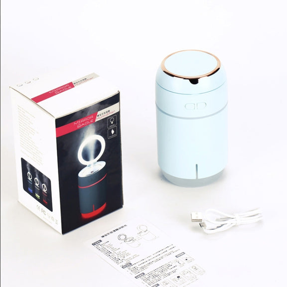 K005 Portable Hydrating LED Fill Light Makeup Mirror USB Mini Humidifier(Blue)