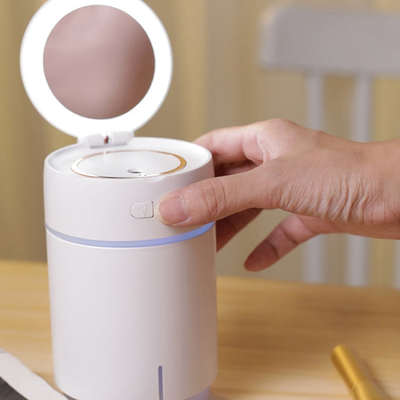 K005 Portable Hydrating LED Fill Light Makeup Mirror USB Mini Humidifier(White)