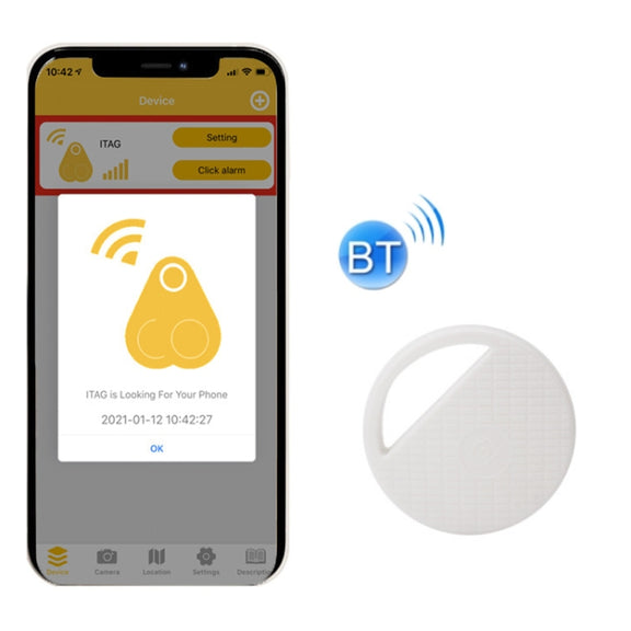 HYC-S9 2 PCS Round Bluetooth Object Finder Mobile Phone Tracking Locator Anti-Lost Two-Way Alarm(White)