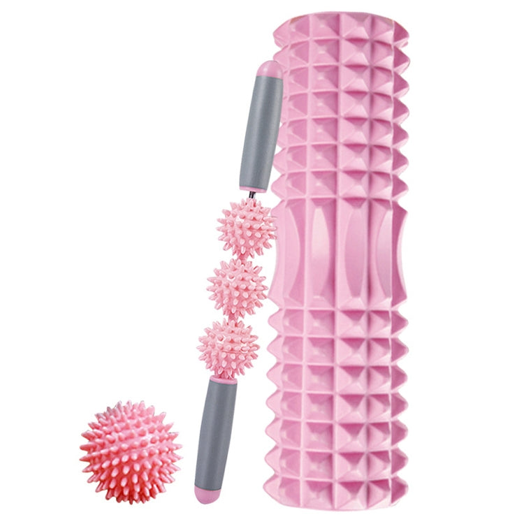 3 in 1 Eva Foam Roller Hollow Muscle Relaxation Roller Yoga Column Set, Length:  45cm (Pink Crescent)