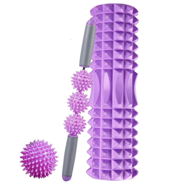 3 in 1 Eva Foam Roller Hollow Muscle Relaxation Roller Yoga Column Set, Length: 45cm (Purple Crescent)