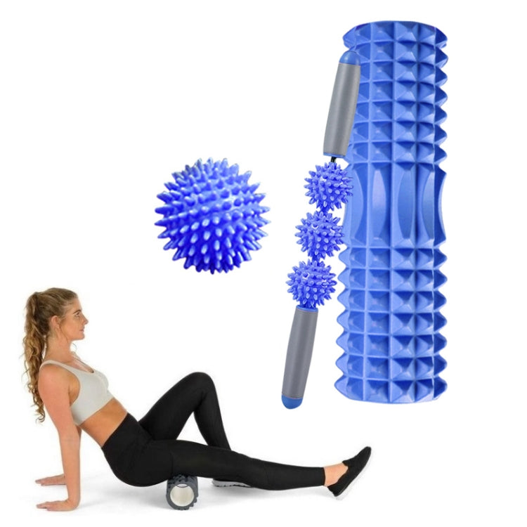 3 in 1 Eva Foam Roller Hollow Muscle Relaxation Roller Yoga Column Set, Length:  45cm (Blue Crescent)
