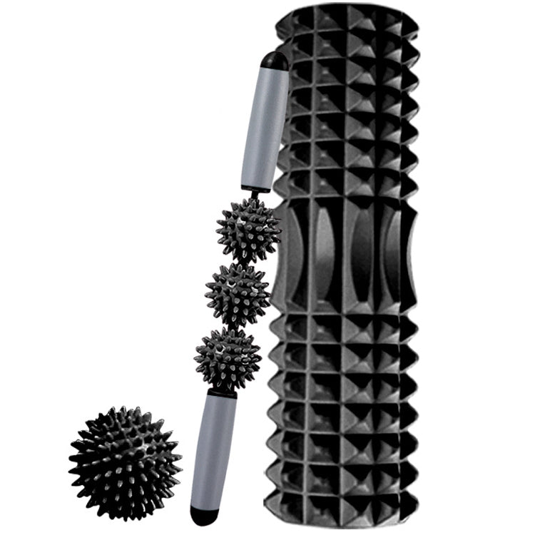3 in 1 Eva Foam Roller Hollow Muscle Relaxation Roller Yoga Column Set, Length:  45cm (Black Crescent)