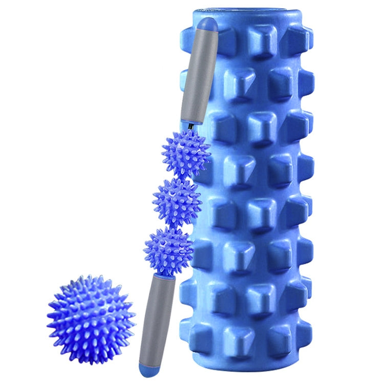 3 in 1 Eva Foam Roller Hollow Muscle Relaxation Roller Yoga Column Set, Length:  45cm (Blue Wolf Tooth)