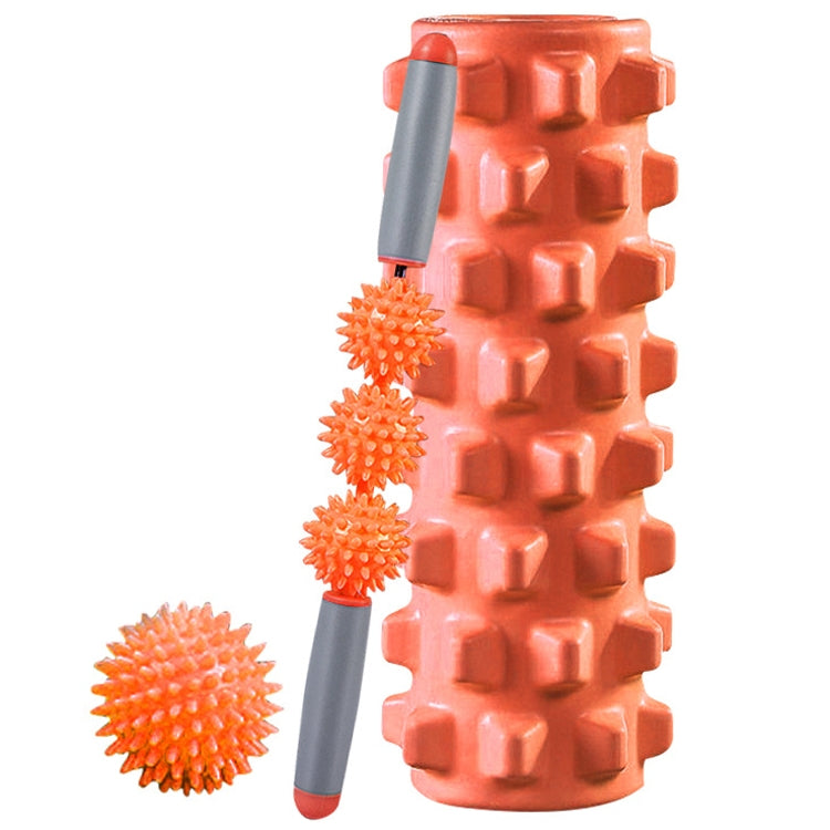 3 in 1 Eva Foam Roller Hollow Muscle Relaxation Roller Yoga Column Set, Length:  45cm (Orange Wolf Tooth)